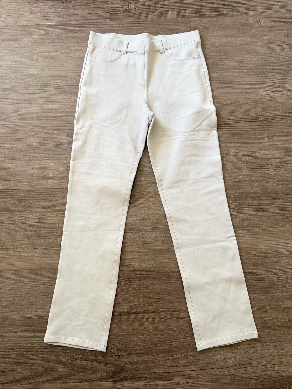 Quince Ultra-Stretch Ponte Straight Leg Pants Ecru S Petite